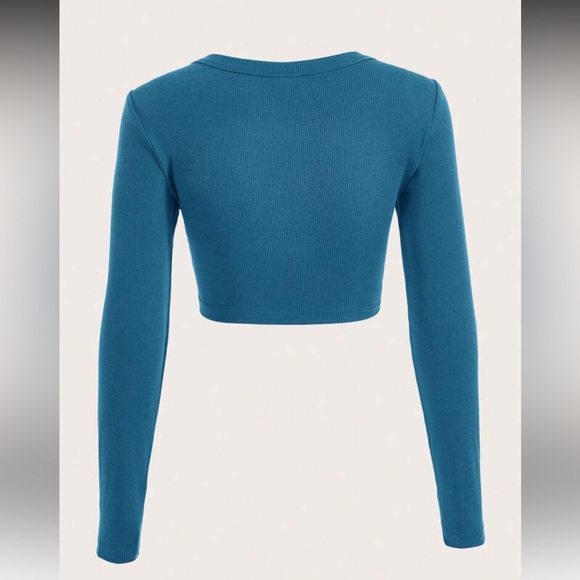 SHEIN Teal Blue Long Sleeve Bodysuit - Picture 2 of 4